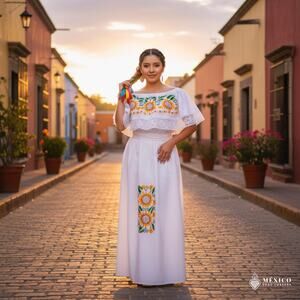 Traditional hand embroidered blouse Flowers 24 x 27 in  Size LG to XLG